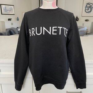 Brunette The Label LS Crew Neck 'Brunette' Black w White Graphics Sz XS/S